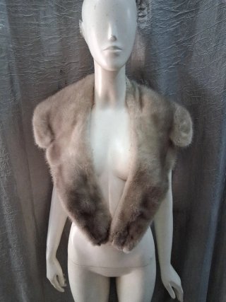 Stola scialle vera pelle beige/grigio