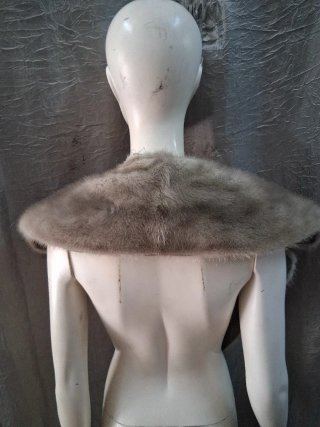 Stola scialle vera pelle beige/grigio