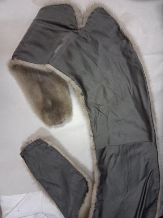 Stola scialle vera pelle beige/grigio