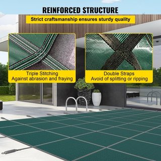 Cubierta de Malla de Seguridad Rectangular para Piscina 4.27 x 7.92 m Verde Invierno Exterior