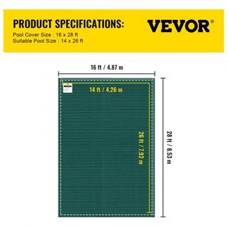Cubierta de Malla de Seguridad Rectangular para Piscina 4.27 x 7.92 m Verde Invierno Exterior