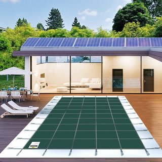 Cubierta de Malla de Seguridad Rectangular para Piscina 4.27 x 7.92 m Verde Invierno Exterior