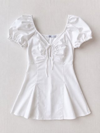 Vestido mono blanco ZARA manga abullonada
