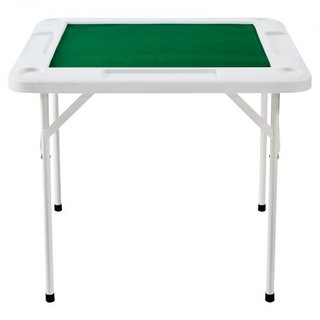 Mesa de Mahjong, Mesa Plegable para 4 Jugadores con Superficie Verde Resistente al Desgaste, Mesa Cuadrada Portátil con 4 Portavasos y 4 Bandejas para Fichas para Mahjong, Póker y Rompecabezas, 35...