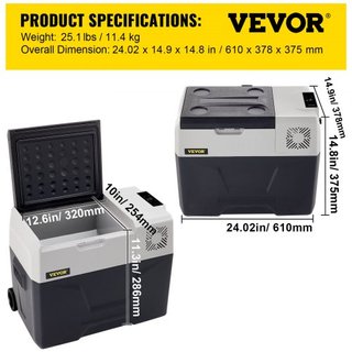 Refrigerador de Coche, Refrigerador de Coche de 12 Voltios, Congelador Portátil de Zona Única de 30 L con Ruedas y Asa, -4℉-68℉, Compresor Enfriador de 12/24V DC y 100-240V AC para Exterior, Camping