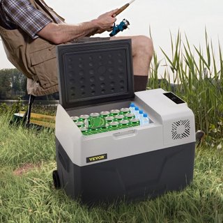 Refrigerador de Coche, Refrigerador de Coche de 12 Voltios, Congelador Portátil de Zona Única de 30 L con Ruedas y Asa, -4℉-68℉, Compresor Enfriador de 12/24V DC y 100-240V AC para Exterior, Camping