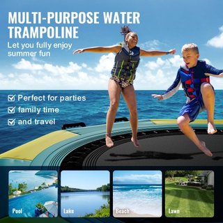 Bouncer de Agua Inflable, Trampolín Recreativo de Agua de 10 pies, Plataforma de Salto Portátil con Escalera de 3 Pasos y Bomba de Aire Eléctrica, Rebotador Flotante para Niños y Adultos para Pisc...