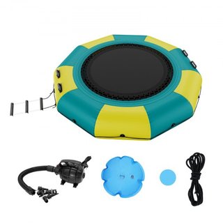 Bouncer de Agua Inflable, Trampolín Recreativo de Agua de 10 pies, Plataforma de Salto Portátil con Escalera de 3 Pasos y Bomba de Aire Eléctrica, Rebotador Flotante para Niños y Adultos para Pisc...
