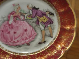 Plato antiguo porcelana escena rococó