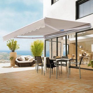 Toldo Retráctil Manual, Toldo de Patio Exterior de 8 x 7 pies, Sombra Retráctil, Toldo de Ventana y Puerta de Patio de Poliéster Resistente al Agua con Manivela para Jardín, Balcón