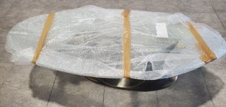 Mesa cristal con base de delfines dorados