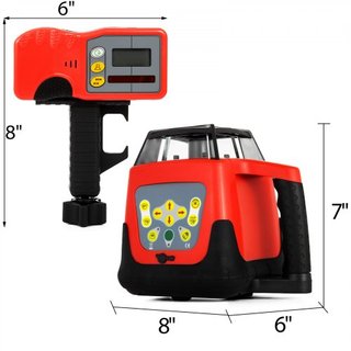 Nivel Láser Rojo Rotativo Autonivelante Medición de Haz Rojo Automático con Receptor Control Remoto Funda de Transporte