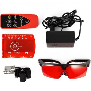 Nivel Láser Rojo Rotativo Autonivelante Medición de Haz Rojo Automático con Receptor Control Remoto Funda de Transporte