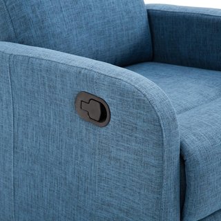 Sillón Relax Reclinable Manual Con Reposapiés Capacidad 125Kg Tejido De Lino 67 × 83 × 107Cm Azul