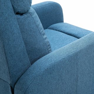 Sillón Relax Reclinable Manual Con Reposapiés Capacidad 125Kg Tejido De Lino 67 × 83 × 107Cm Azul