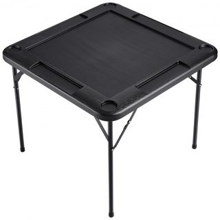 Mesa de Mahjong, Mesa de Cartas Plegable Cuadrada para 4 Jugadores con 4 Portavasos y 4 Bandejas para Fichas, Mesa de Dominó Portátil con 1 Juego de Dominó para Mahjong Poke Puzzles, 35.4 x 35.4 p...