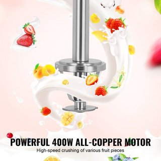 Batidora de Helados, Mezclador de Helados de Alta Velocidad de 400W, Máquina de Batido 4200RPM, Ajuste de Velocidad Sin Escalones, Agitador de Helados de Acero Inoxidable 304, 3 Tazas de Mano, Hac...