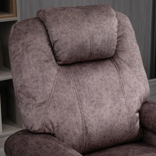 Sillón Relax Con Reclinable Manual en Tela, Sillón Reclinable Con Reposapiés Extraíble y Bolsa Lateral, Marrón