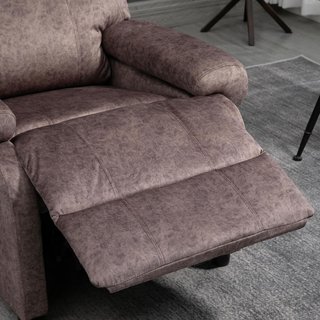 Sillón Relax Con Reclinable Manual en Tela, Sillón Reclinable Con Reposapiés Extraíble y Bolsa Lateral, Marrón
