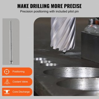 Juego de Cortadores Anulares, 6 piezas Brocas de Mag Drill con Shank Weldon, 2" de Profundidad de Corte, Diámetro de Corte de 1" a 2", Acero de Alta Velocidad M2AL, con 2 Pines Pilotos y Estuche P...