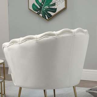 Sillón Diseño Vintage en Terciopelo, Silloncito Rétro para Habitación, Sala o Oficina, Crema 79X77X77Cm