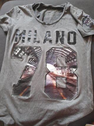 T-shirt Diesel grigia con stampa MILANO 78