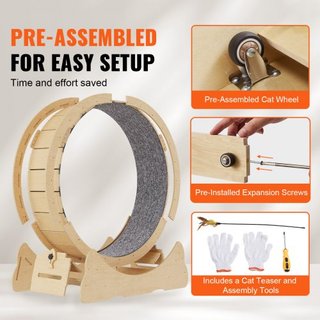 Rueda de Ejercicio para Gatos, Rueda de Cinta para Gatos Grandes para Interiores, Rueda de Correr para Gatos de 52 pulgadas con Alfombra Desmontable y Juguete para Gatos para Correr/Caminar/Entren...