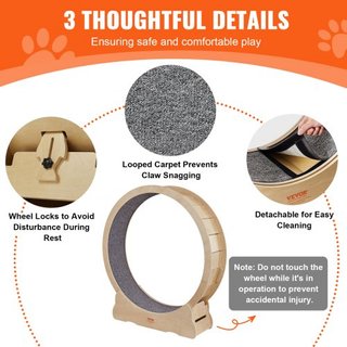 Rueda de Ejercicio para Gatos, Rueda de Cinta para Gatos Grandes para Interiores, Rueda de Correr para Gatos de 52 pulgadas con Alfombra Desmontable y Juguete para Gatos para Correr/Caminar/Entren...