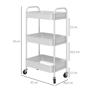 Carrito auxiliar 3 niveles blanco
