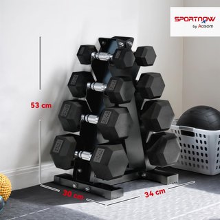Conjunto de Mancuernas de Gimnasio con Soporte, 2X2Kg, 2X5Kg, 2X8Kg, 2X10Kg, Mancuernas Hexagonales para Gimnasio con Soporte de Hierro Fundido y Goma con Mango Antideslizante, Entrenamiento Fitne...