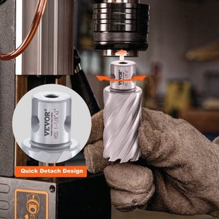 Juego de Cortadores Anulares, 6 piezas Brocas de Mag Drill con Mango Universal, 5.1 cm de Profundidad de Corte, Diámetro de Corte de 2.5 a 5.1 cm, Acero de Alta Velocidad M2AL, con 2 Pines Piloto ...