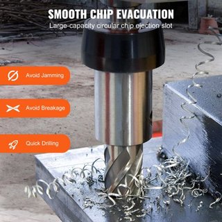 Juego de Cortadores Anulares, 6 piezas Brocas de Mag Drill con Mango Universal, 5.1 cm de Profundidad de Corte, Diámetro de Corte de 2.5 a 5.1 cm, Acero de Alta Velocidad M2AL, con 2 Pines Piloto ...