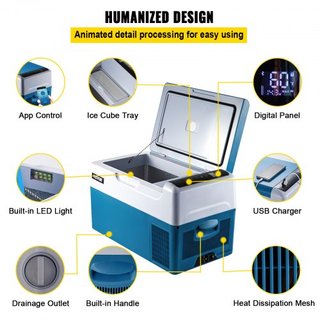 Refrigerador de Coche 22L Compresor Refrigerador Pequeño Portátil Congelador de Coche Vehículo Camión RV Barco Mini Enfriador Eléctrico para Viajes de Conducción Pesca Uso Exterior y en el Hogar