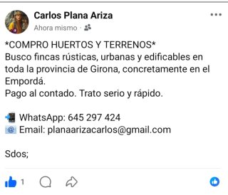 *COMPRO HUERTOS Y TERRENOS*  Busco fincas rústicas