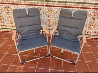 2 Hamacas Plegables Tela y Madera