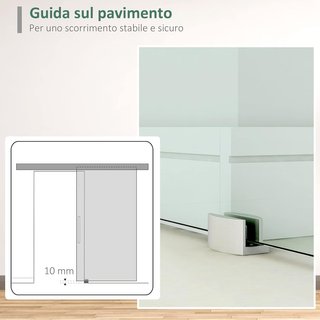 Porta Scorrevole in Vetro con Binario in Alluminio, 75 X 210Cm