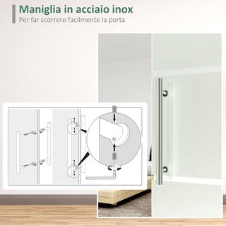 Porta Scorrevole in Vetro con Binario in Alluminio, 75 X 210Cm