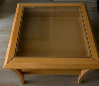Mesa centro madera y cristal cuadrada