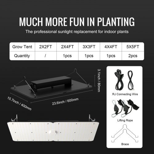 LED Grow Light, 300W Full Spectrum Dimmable, High Yield Samsung 2B1B Diodes Growing Lamp for Indoor Plants Seedling Veg and Bloom Greenhouse Growing, Daisy Chain Driver for 91.4 x 91.4 / 121.9 x 1...
