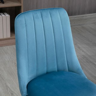 Sillas de Cocina Tapizadas, Set de 4 Piezas en Poliéster y Acero, 47X55X86 Cm, Azul