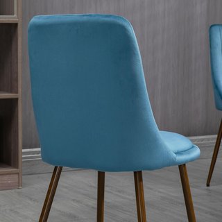 Sillas de Cocina Tapizadas, Set de 4 Piezas en Poliéster y Acero, 47X55X86 Cm, Azul