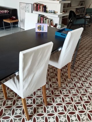 Pack 5 Sillas Harry Ikea Madera y Tela