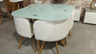 Mesa comedor cristal 4 sillas ergonómicas