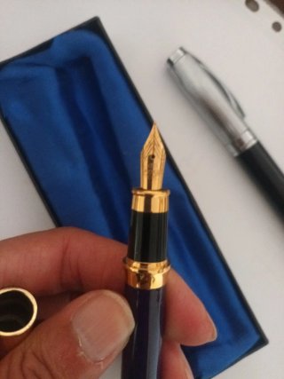 Bolígrafo plata y pluma baño dorado