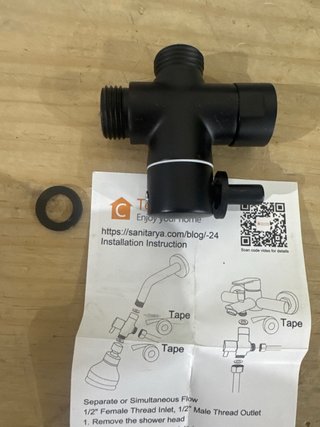 Válvula Desvío Ducha 3 Vías G1/2 Negro