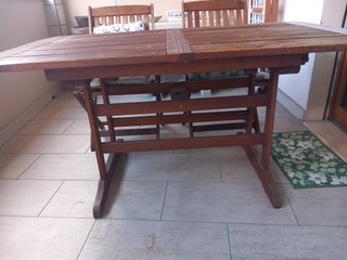 Tavolo legno esterno + 4 sedie pieghevoli