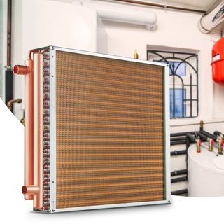 Intercambiador de Calor Agua a Aire 20" x 20" / 50.8 x 50.8 cm 3 Filas 3/8" / 1 cm Puertos de Cobre 242 Aletas
