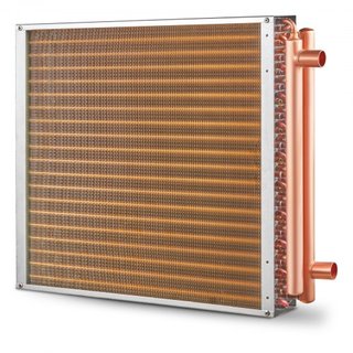 Intercambiador de Calor Agua a Aire 20" x 20" / 50.8 x 50.8 cm 3 Filas 3/8" / 1 cm Puertos de Cobre 242 Aletas
