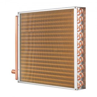 Intercambiador de Calor Agua a Aire 20" x 20" / 50.8 x 50.8 cm 3 Filas 3/8" / 1 cm Puertos de Cobre 242 Aletas