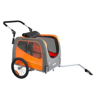 Remolque para Perros, Soporta hasta 30 kg, Carrito de Paseo para Mascotas 2 en 1, Transportador de Bicicleta, Marco de Carro Plegable Fácil con Ruedas de Liberación Rápida, Acoplador Universal par...